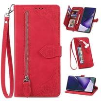 for Samsung Galaxy A03 Core Wallet Case, [Flower Embossed] Premium PU Leather Wallet Flip Protective Phone Case Cover with Card Slots and Stand with Wrist Strap for Samsung Galaxy A03 Core,Red
