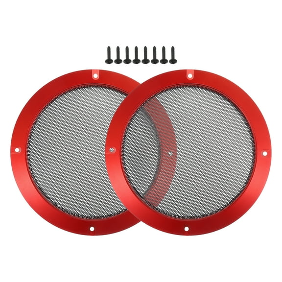 Unique Bargains 2 Pcs 6.5" Car Speaker Grills Cover Mesh Round 6.5 Inch Audio Subwoofer Protector with Screws Red Black