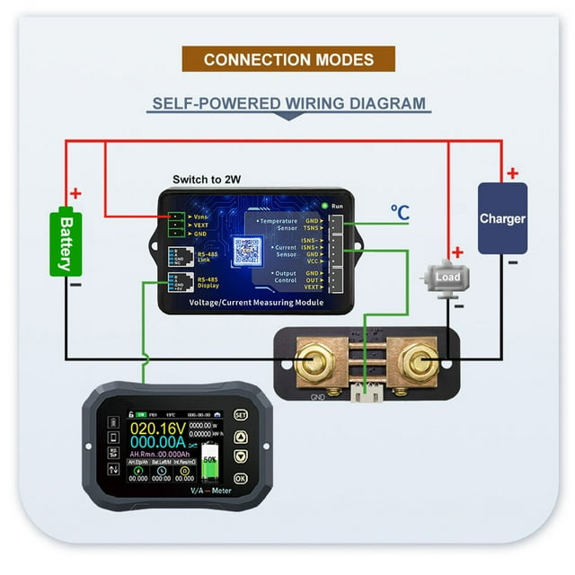Baohd Bluetooth 100A/400A/600A RV Battery Monitor With/ Shunt Battery Capacity Meter Tester Battery Coulomb Meter Reliable 600A KG-160F