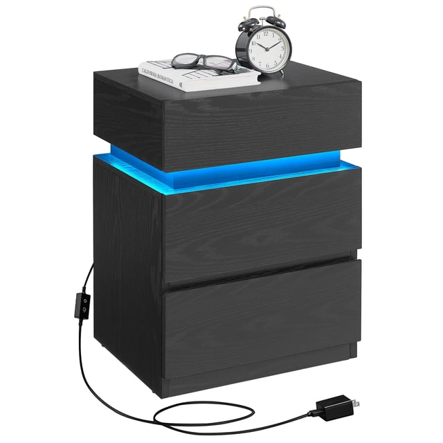 Mesa de noche VASAGLE con luces LED 35x40x55 cm 3 Cajones