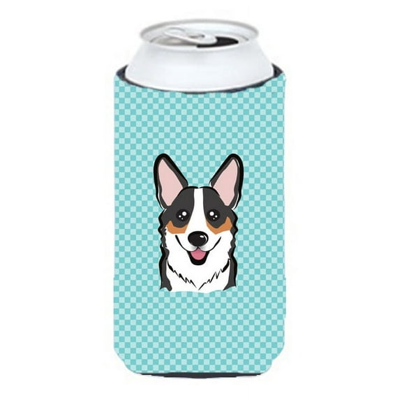 Caroline's Treasures BB1193TBC Checkerboard Blue Corgi Tall Boy Hugger, Tall Boy, multicolor