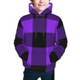 thumbnail image 5 of Kll Unisex Kids Boys Girls Hooded Pocket Pullover Hoodies-Purple Buffalo Plaid, 5 of 9