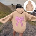 thumbnail image 2 of Yuanlong Womens Hoodies Oversized Pink Bow Graphic Long Sleeve Hooded Sweatshirts Spring Stylish Fashion Comfort Clothes, 2 of 7