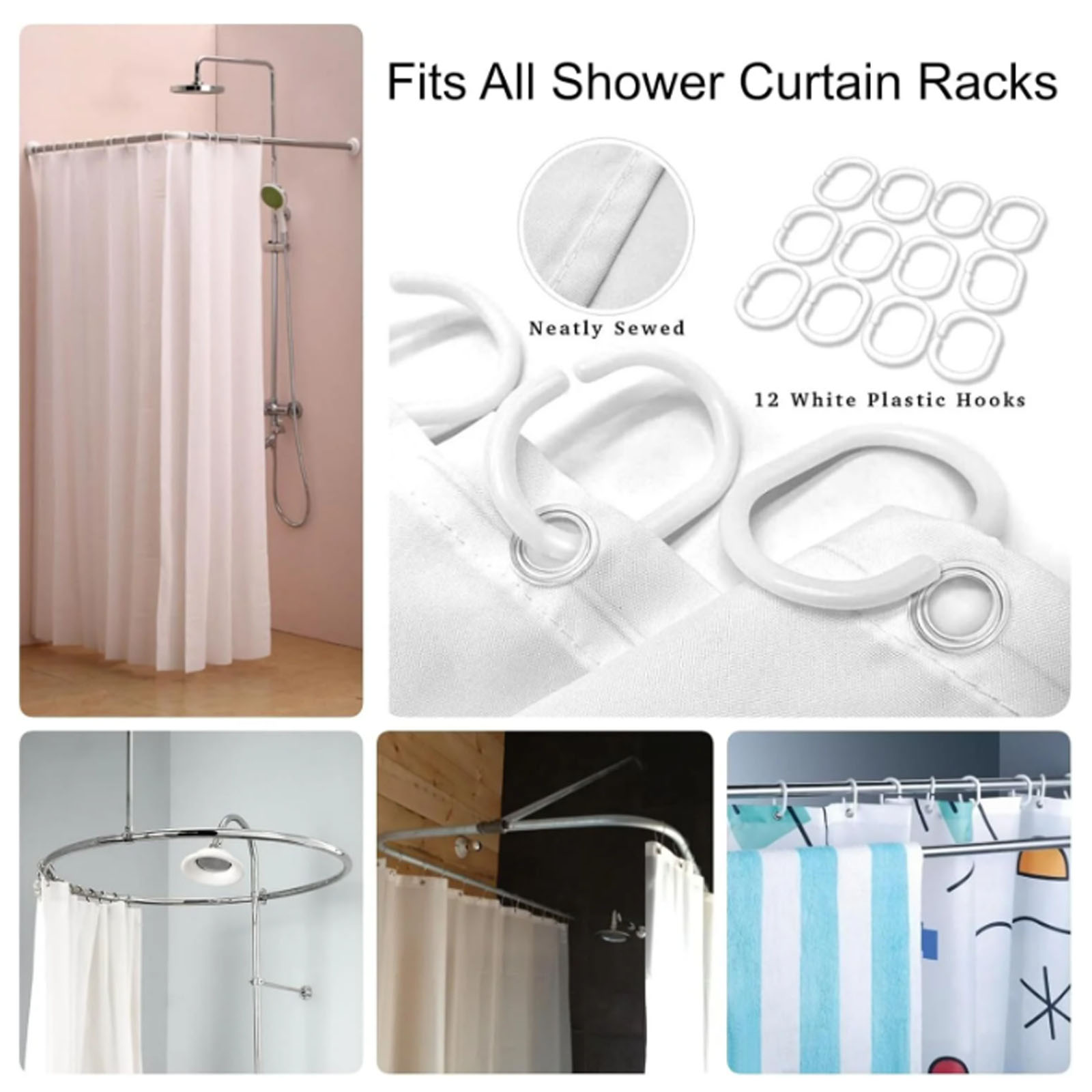 PONGUI 4 Pcs Christmas Bathroom Set, Christmas Shower Curtain Sets, Shower Curtain Non-Slip Rugs Toilet Lid Cover and Bath Mat Set, Christmas Holiday Bathroom Decor, 72x72 Inches, with 12 Hooks