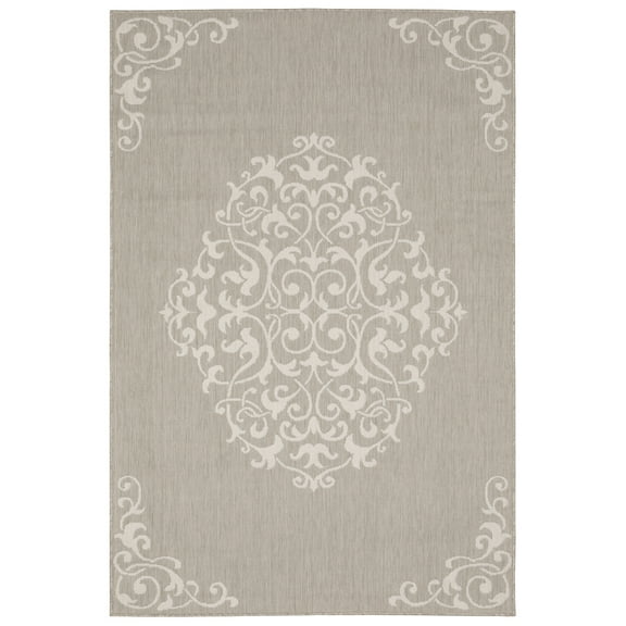 Moretti Sonato Area Rug 6649W Outdoor Grey Medallions Flat 9' 10" x 12' 10" Rectangle