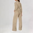 thumbnail image 4 of Wutalume Women's Fashionable Casual 2-Piece Set, Long Sleeve Solid Color Sweatshirt and Wide Leg Pants, Trendy Lounge Outfit,Khaki XL, 4 of 5