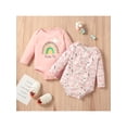 thumbnail image 2 of TSEXIEFOOFU 2Pcs Baby Girl Boy Romper Set Floral/Animals/Clouds/Rainbow Print Long Sleeve Bodysuit Spring Autumn Cute One-Piece Clothes, 2 of 9