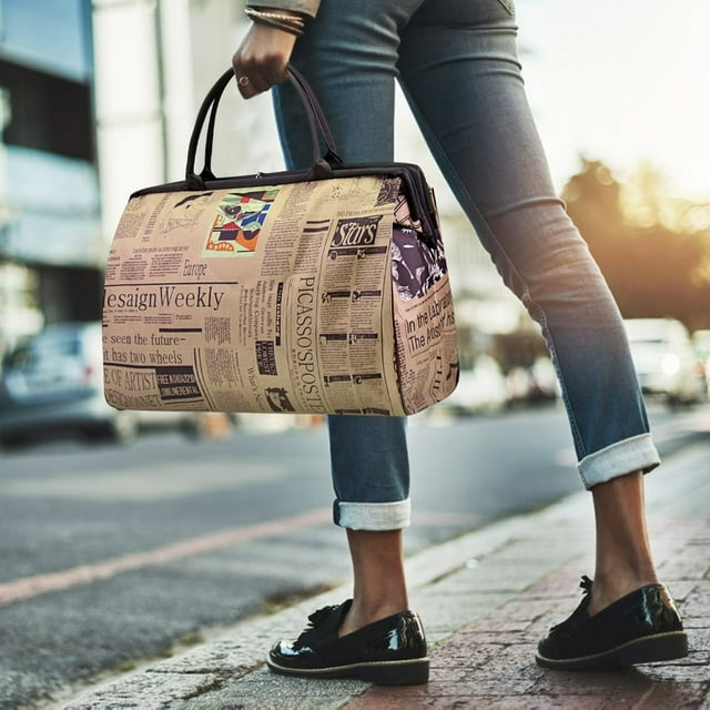 MesaSe Femmes Sac à Main Imperméable Sac de Voyage Journal Imprimé Sac Vintage Mode Femmes Sac à Main