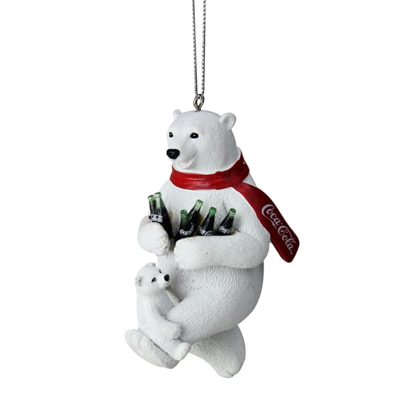 Kurt Adler 4.25-Inch Red and White Coca-Cola Polar Bear with Cub Christmas Ornament