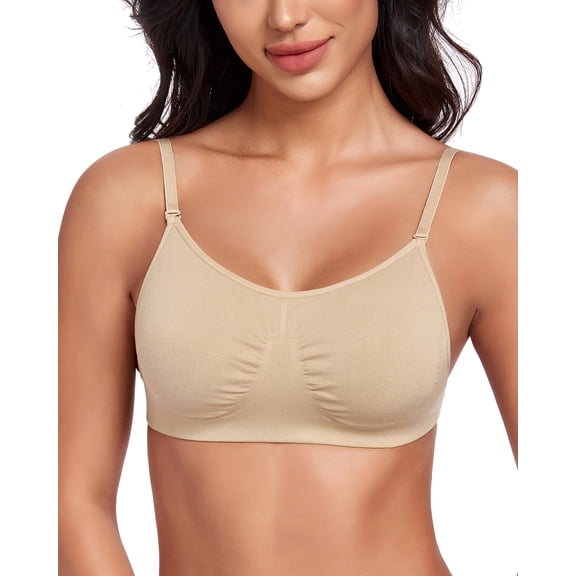 Exerin Women's Low Back Bras Wirefree Unpadded Backless Dance Bra with Convertible Straps