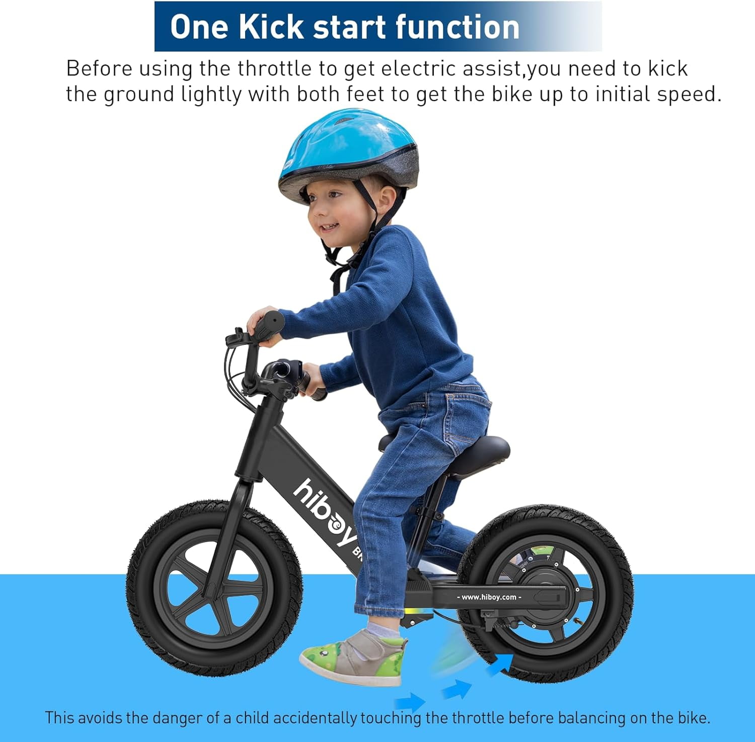 Hiboy BK1 Electric Balance Bike for Kids, 12 Inch Tires, 150W Peak Motor, Adjustable Seat Electric Bike for Kids Ages 3-5