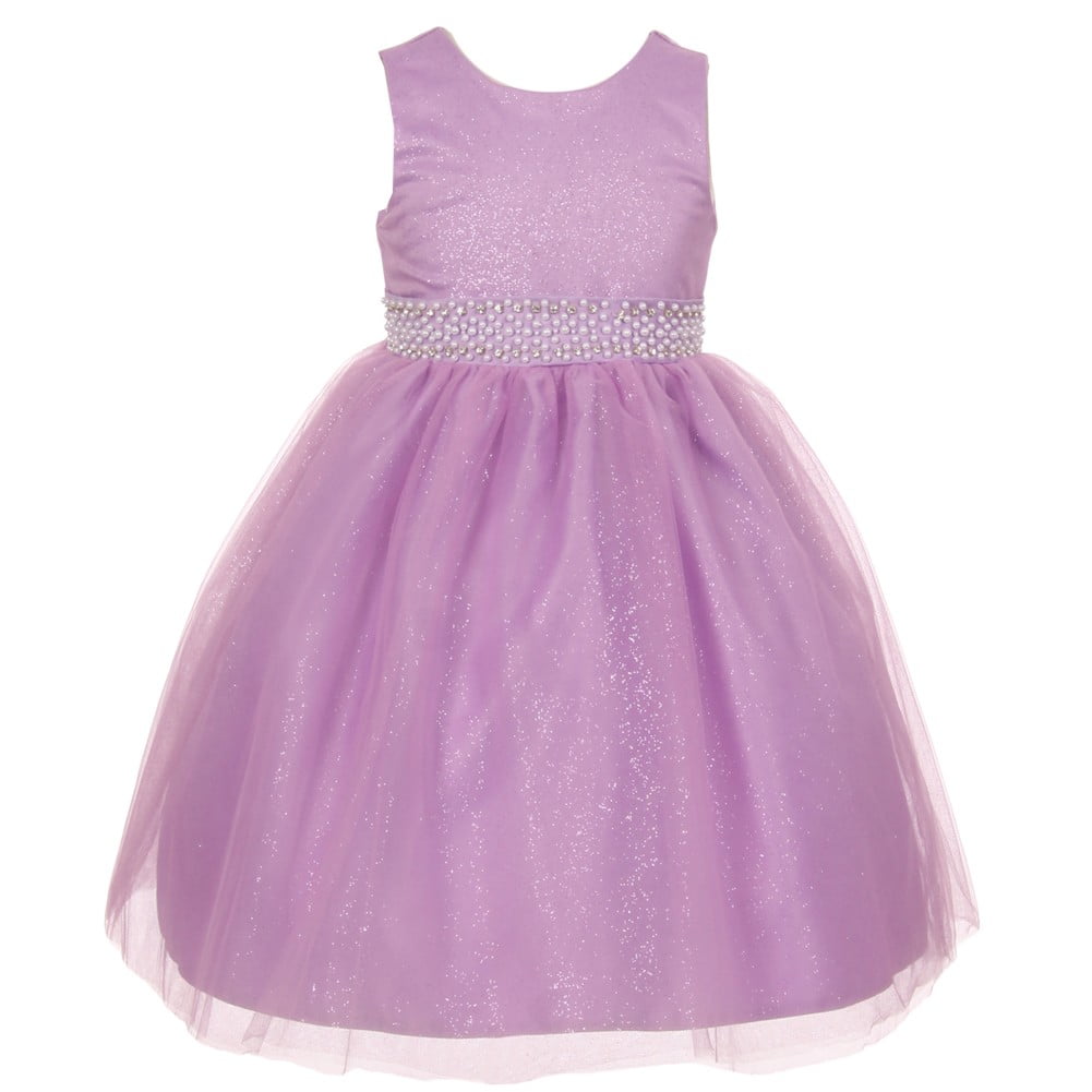 Rain Kids Little Girls Lilac Sparkly Tulle Pearls Occasion Dress 6