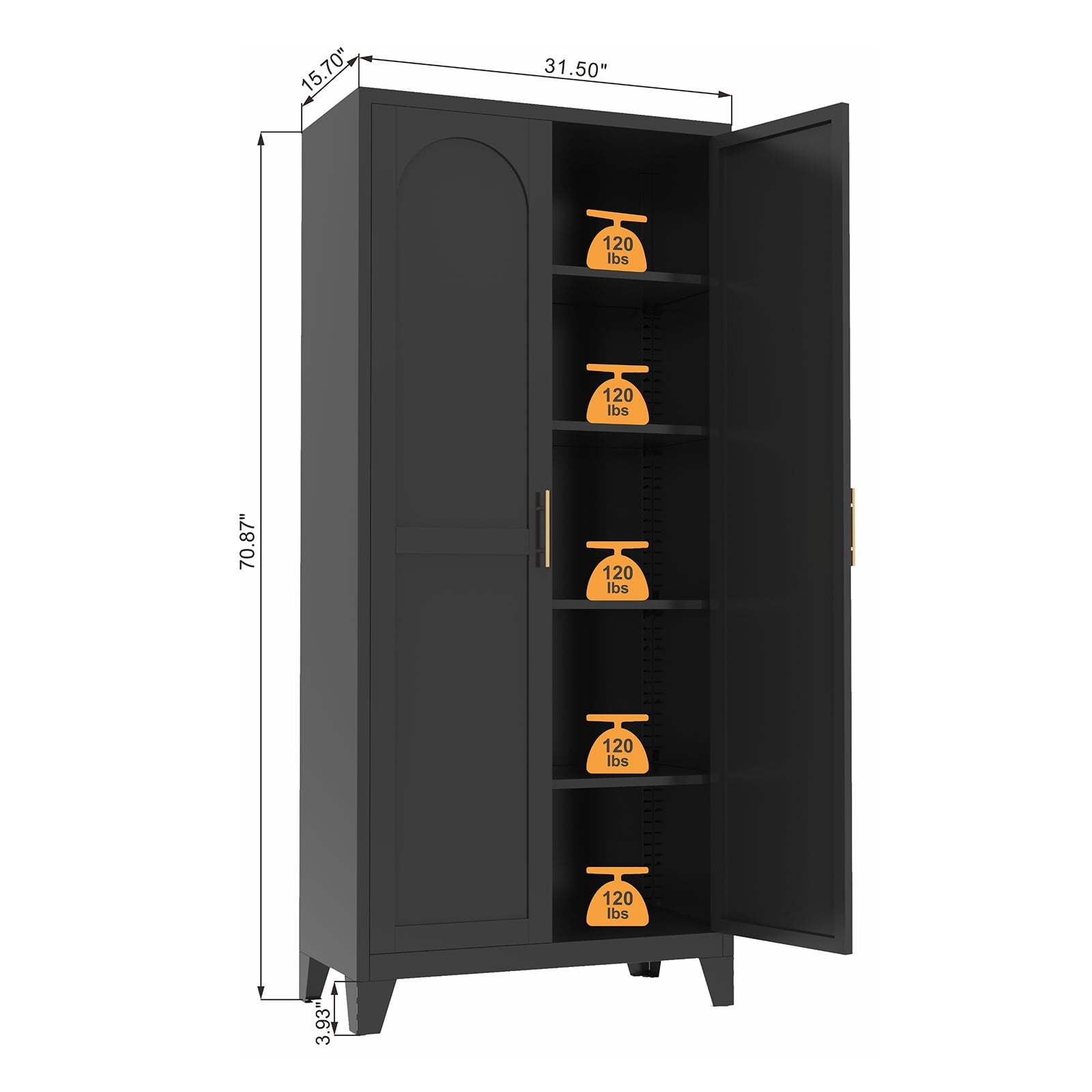 Homy Casa 71" Tall Garage Storage Cabinet with Adjustable Shelves, Heavy Duty Utility Organizer Black