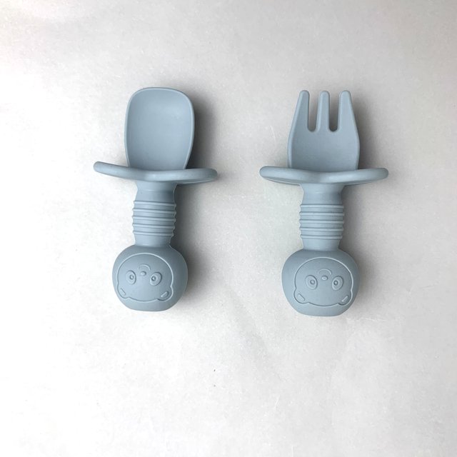 Baby Cartoon Bear Shape Silicone Spork, Baby Training Tableware, Complementary Food Grade Silicone Small Spork