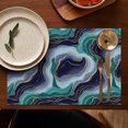 thumbnail image 5 of Blue Green Gold Marble Pattern Summer Placemats Table Placemats Set Of 4-Linen Kitchen Washable Placemats Table Mats 11.8"x17.7" Non-Slip Heat Resistant, 5 of 6