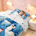 thumbnail image 3 of Manfei Festive Christmas Twin Comforter Sets,Snowman Penguin Deer Animals Bedding Set,Blue White,Christmas Reversible,2pcs,1 Comforter and 1 Pillowcase, 3 of 7
