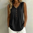 thumbnail image 6 of Bosfbaoi Womens Tops V-Neck Sleeveless Pleated Blouse Casual Button Accent Tank Top Summer Tops for Women, 6 of 8