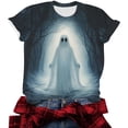 thumbnail image 5 of JOANKDMI Cute Ghost Graphic T-Shirts for Women Halloween Misty Forest Print Tops Short Sleeve Crewneck Casual Fall Tees Holiday Party Clothing Women Apparel, 5 of 6