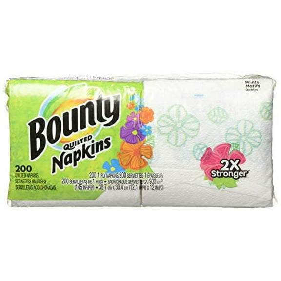 Bounty Quilted Napkins Assorted White & Prints, 200 ct