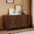 thumbnail image 2 of COSIEST Mid-Century Nightstand, Modern End Table w Striped Pattern, Vintage Accent Furniture w Storage Drawer, Wood Small Accent Table for Bedroom, Living Room, 2 of 7