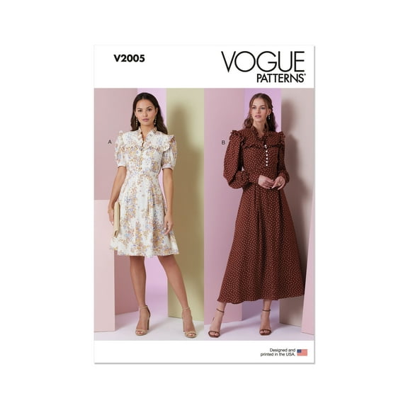 Vogue Sewing Pattern 2005 - Misses' Dress in Two Lengths with Sleeve Variations, Size: H5 (6-8-10-12-14)