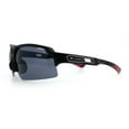 thumbnail image 6 of Xloop Mens Baseball Half Rim Rectangular Wrap Around Sport Plastic Sunglasses [Black Red Accent], 6 of 7