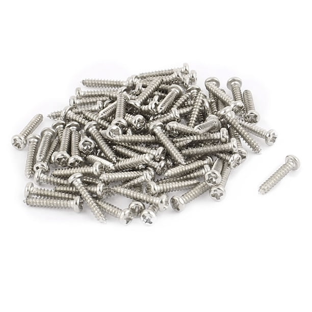 100 piezas de tornillos autorroscantes de cabeza redonda Phillips de acero inoxidable M1.5 x 10mm