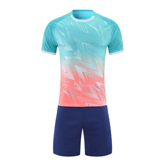 Odeerbi Niños Niñas Malla Rápido Seco Uniforme de Fútbol Conjunto Geométrico Gradiente Impresión Camiseta Shorts Ropa Deportiva Atlética Para 5-15 Años