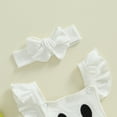 thumbnail image 3 of My First Halloween Baby Girl Outfit Newborn Ghost Bubble Romper Bodysuit Overalls With Headband Cute Fall Clothes Sets, 3 of 8