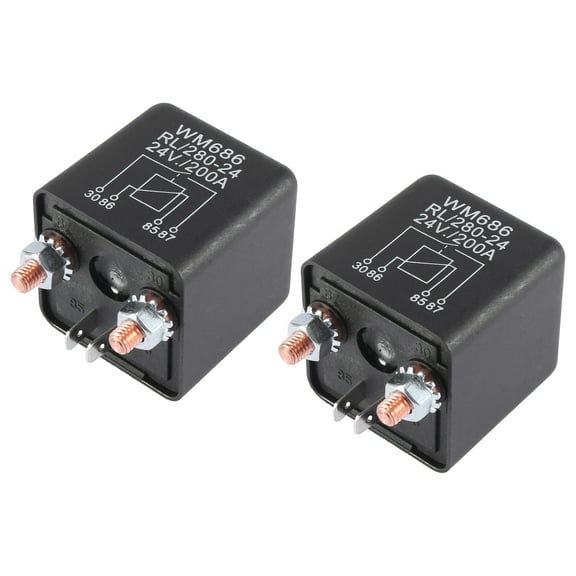2pcs WM686 4 Terminal DC 24V 200A Car Boat Truck Universal Charge Relay Switch Power Black