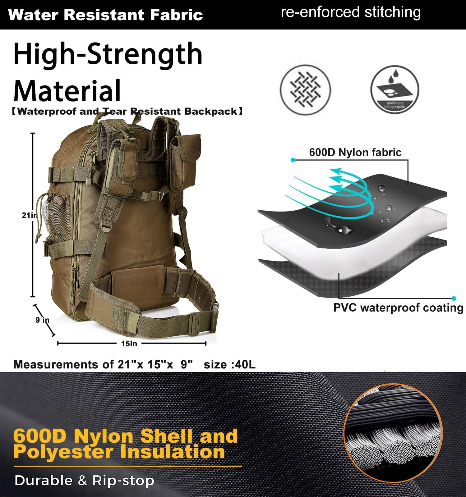 Backpack for Men Women Camping Hiking Large Multifunction Outdoor Sport Rucksack Molle Bag Backpacks