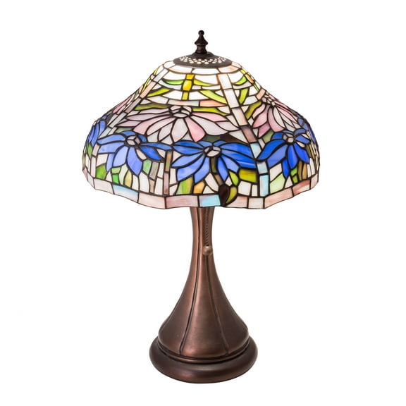 Meyda Tiffany 212674 Poinsettia Fluted 18" Tall Buffet Table Lamp - MultiColor