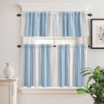 thumbnail image 2 of 3 Piece Kitchen Curtains and Valances Set Blue Gray Stripes Cafe Curtains 24 Inch Length Contemporary Minimalist Abstract Lines Valance & Tier Curtain for Living Room Bedroom Window 54"x18"+27"x24"*2, 2 of 6