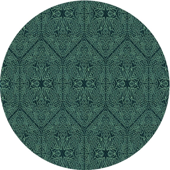 Ahgly Company Indoor Round Patterned Deep Teal Green Area Rugs, 6' Round