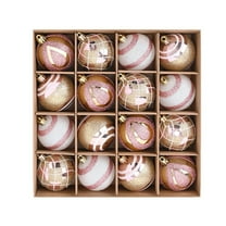 CuiLiyq 16 PCS Christmas Tree Decoration Ball Set, 2.36" Plastic Electroplated Shatterproof Christmas Ball, For Indoor Family Festivals Weddings Parties Fireplace Ornaments (Pink)