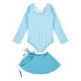 thumbnail image 4 of YONGHS Girls Long Sleeve Leotard with Tutu Skirt Kids Ballerina Ballet Dancewear Dress Outfits Light Blue 5-6, 4 of 7