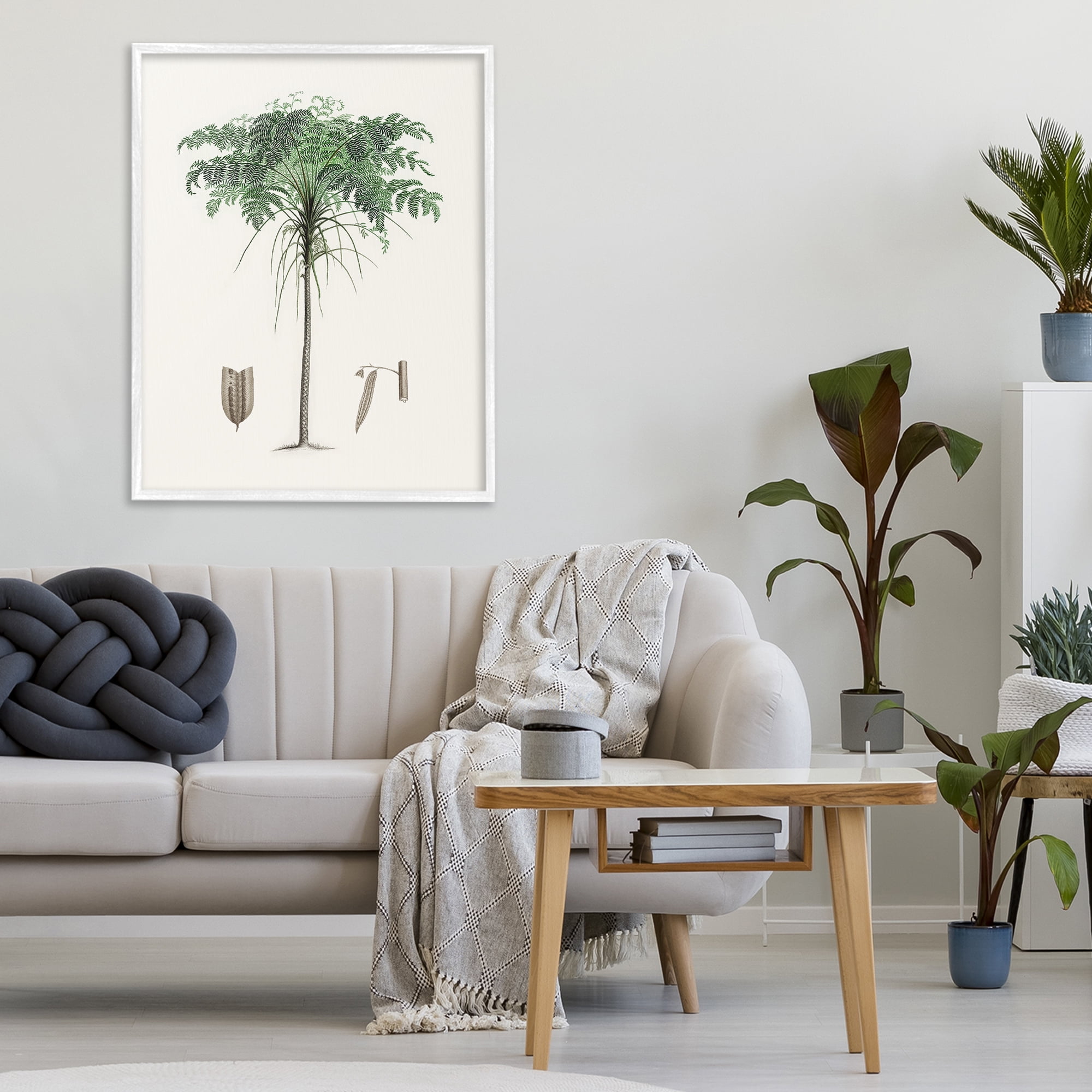 Stupell Industries Vintage Palm Leaves White Framed Giclee Art, design by Val Rhodes