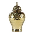 thumbnail image 2 of Almencla Ceramic Ginger Jar Floral Arrangement Display Weddings Decorative Ginger Jar Golden, 2 of 8