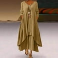 thumbnail image 2 of asdoklhq Summer Dresses for Women Plus Size O-Neck Buttons Long Sleeve Dress, 2 of 5