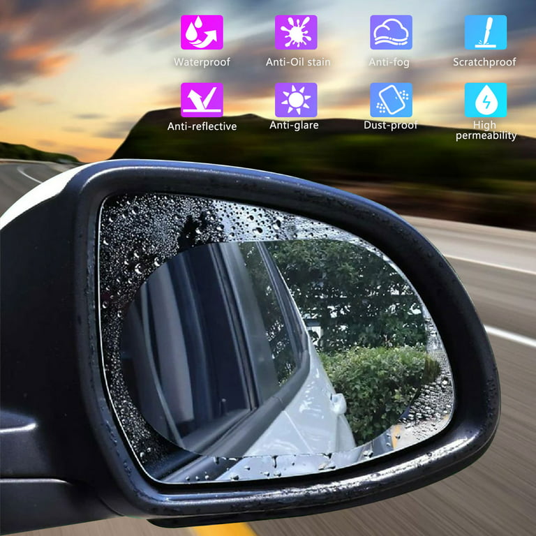 4pcs Car Rearview Mirror Film, EEEkit Car Side View Mirror HD Nano Film,  Anti Fog Glare Rainproof Mirror Window Film for Car Side Mirrors Windows