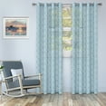 thumbnail image 1 of Semi-Sheer Embroidered Quatrefoil Curtain Panels, Light Blue, 1 of 4