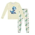 thumbnail image 2 of Pyjamas pour Tout-Petits Ensemble de Pyjama Imprimé Dinosaure Col Rond Manches Longues Pantalon 2 Pcs Printemps Automne Pyjamas pour Enfants Garçons Beige 4 Ans-5 Ans, 2 of 5