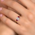 thumbnail image 4 of Gem Stone King 10K Yellow Gold DEF Lab Grown Diamond and Red Created Ruby Engagement Ring for Women | 1.20 Cttw | Oval 7X5MM | Gemstone April Birthstone | Size 8, 4 of 6
