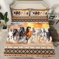 thumbnail image 2 of jejeloiu Vintage Aztec Geometric Twin Sheet SetsFarm Aniaml Horse Twin Fitted Sheet,Brown White Flat Sheet,Breathable Room Decor,3 Pieces, 2 of 7