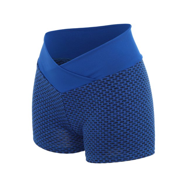 CAICJ98 Femmes Leggings Femmes Décontracté Cordon Taille Haute Piste de Course Short avec Poche Bleu, XL