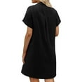 thumbnail image 4 of ZZwxWA Womens Lapel Button Down Dresses Henley Neck Dress with Pocket Summer Short Sleeve Dresses Casual Trendy Plain Dress Solid Color, 4 of 4