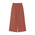 thumbnail image 4 of VV AVEORS Capri Pants For Women Wide Leg Summer Gaucho Capris Pant Palazzo Drawstring Loose Fit Casual Dressy Cropped Trousers With Pockets Light Brown XL, 4 of 6