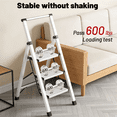 thumbnail image 6 of 3 Step Ladder Aluminum Lightweight Folding Step Stool, 600lbs Max Load Heavy Duty Step Stool with Safety Handrail, Slim Foldable Kitchen Stool for Home Outdoor Work（Sliver）, 6 of 6