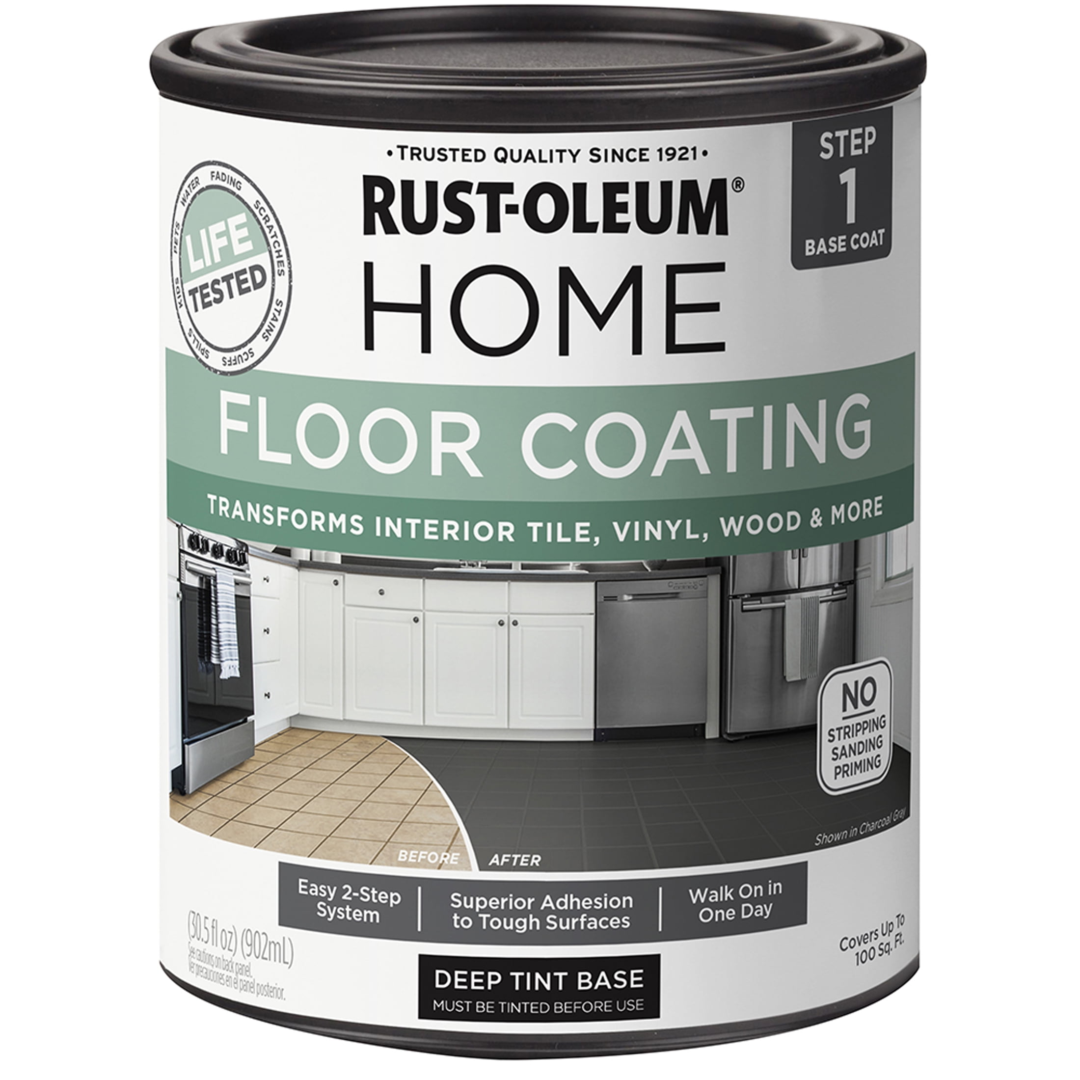 Rust-Oleum Home Charcoal Gray Interior Floor Coating Base Coat-363126T, Quart