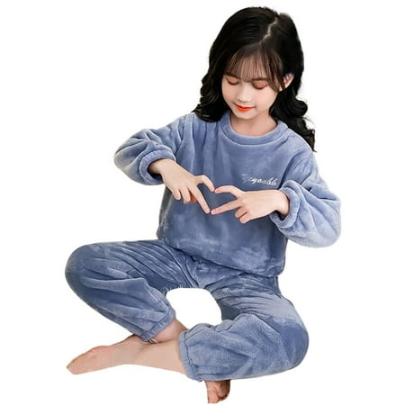 

KDFJPTH Outfits for Toddlers Boys Girls Flannel Sweatshirt Top And Pants Winter Warm Soft Fuzzy Homewear With Sweatpants Clothes Set